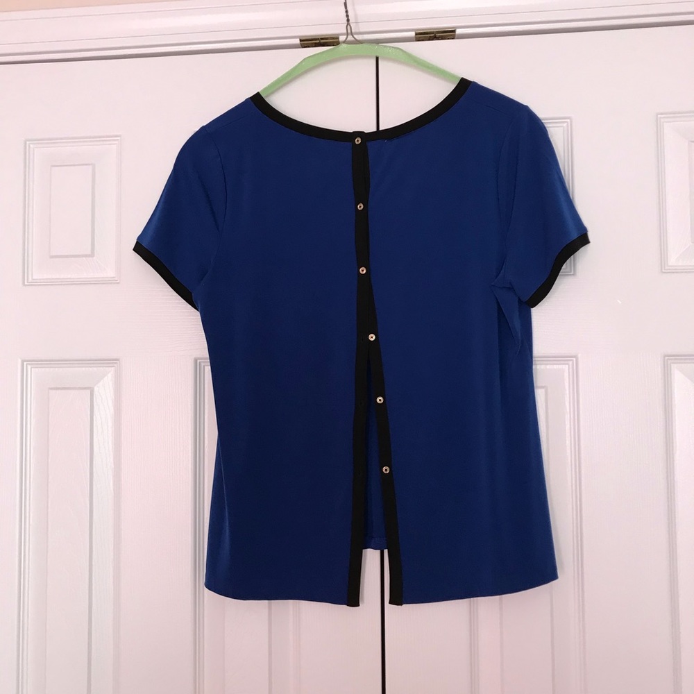 Blouse Blue with Black trim